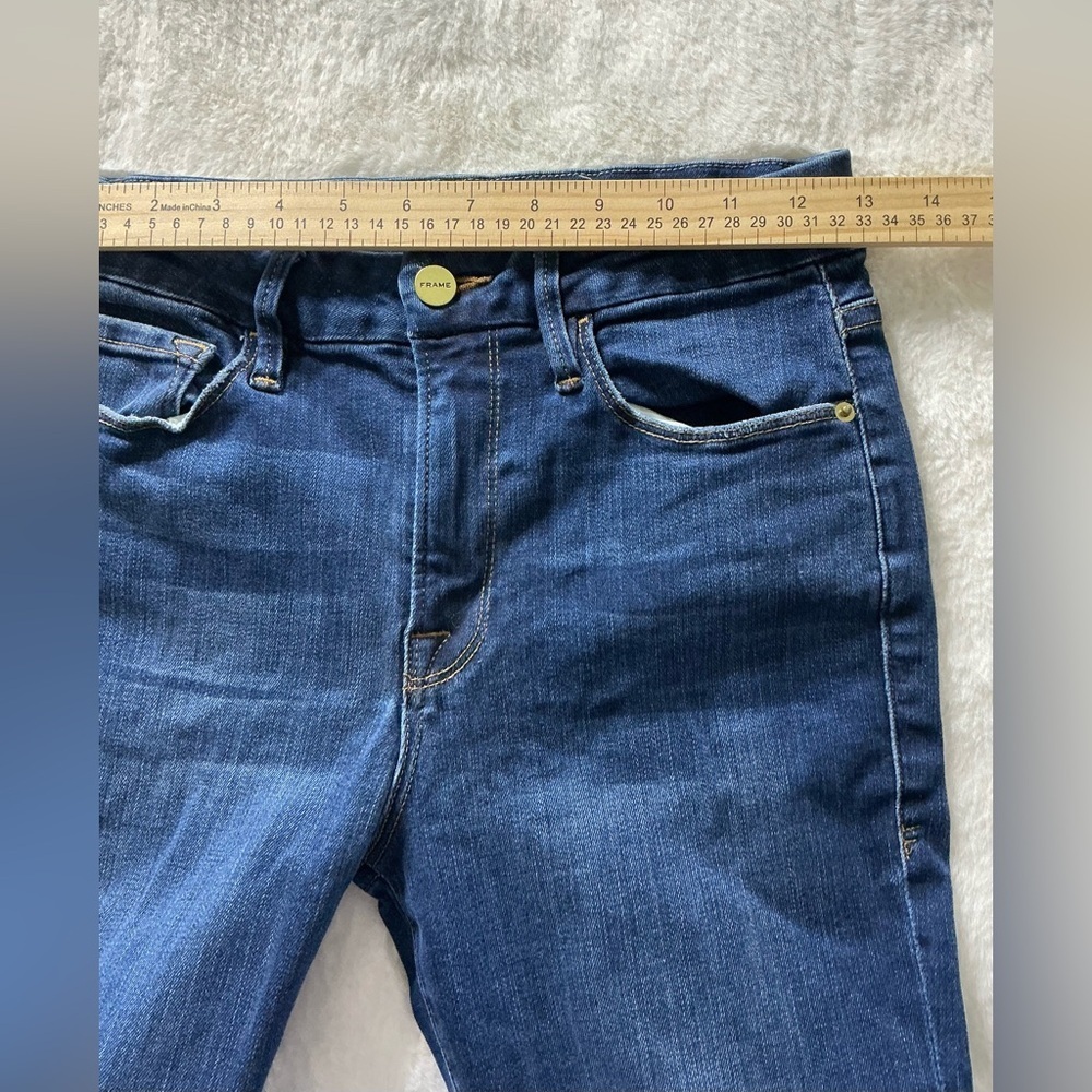 FRAME Denim Le High Flare (o Straight) Jeans - Talla 28 - Azul Oscuro - Picture 4 of 9